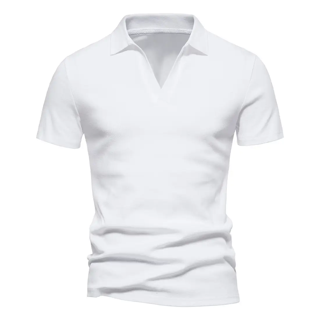 Men's Grey Polo T-Shirt with Retro Collar - Image 8