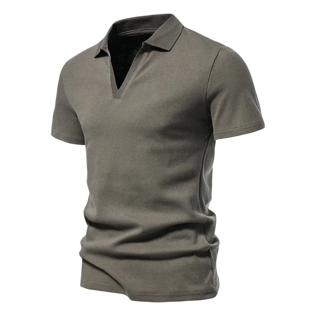 Men's Grey Polo T-Shirt with Retro Collar — feature 28