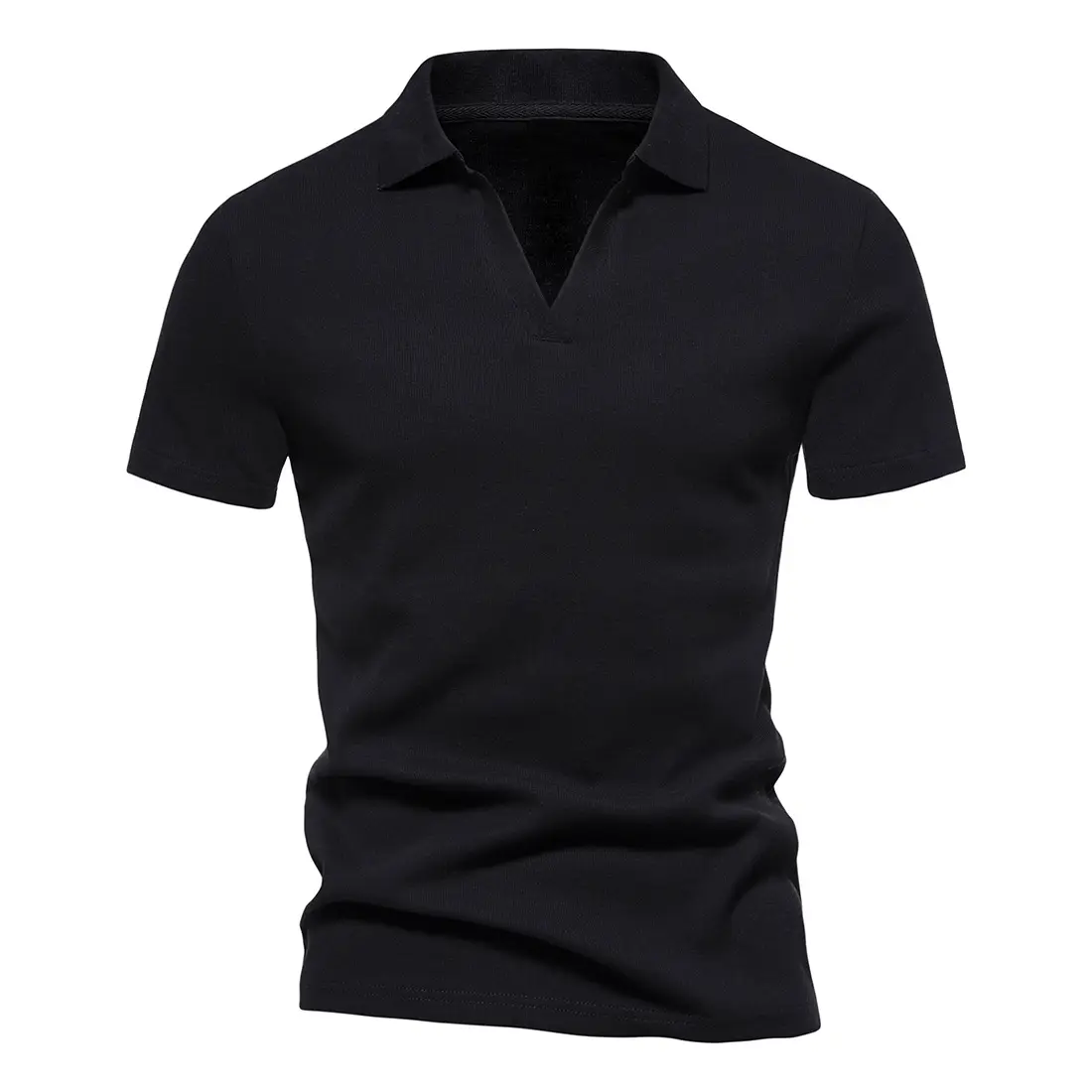 Men's Grey Polo T-Shirt with Retro Collar — feature 35