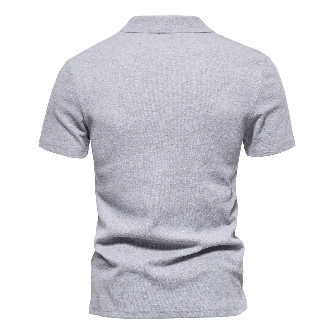 Men's Grey Polo T-Shirt with Retro Collar — feature 7