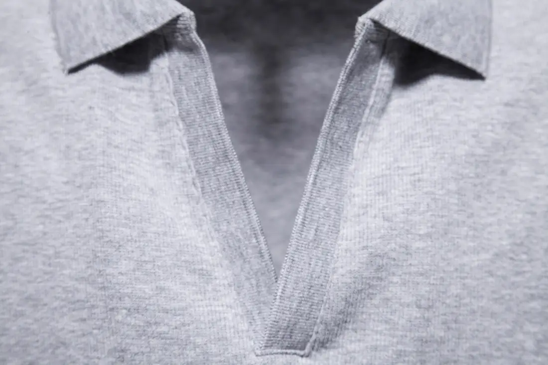 Men's Grey Polo T-Shirt with Retro Collar — feature 8