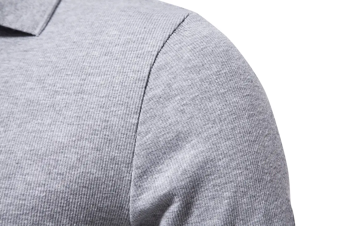Men's Grey Polo T-Shirt with Retro Collar — feature 9