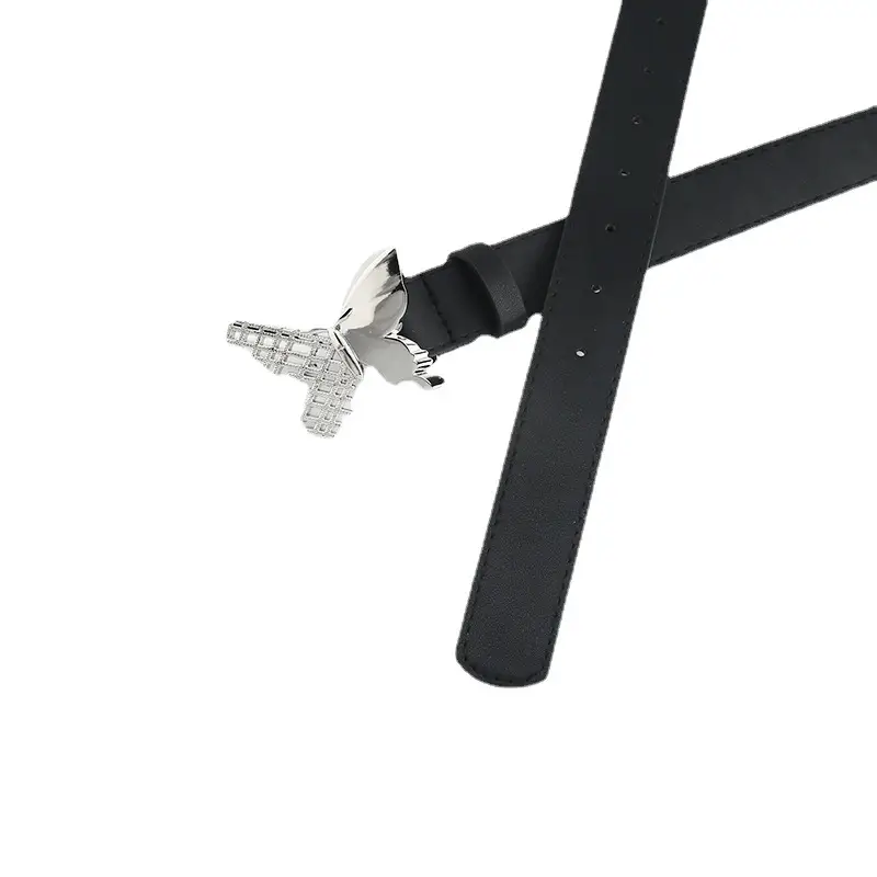 Women's White Leather Belt with Crystal Buckle - Image 6