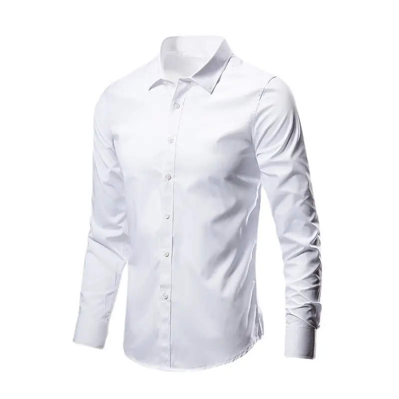 White Long-Sleeved Business Shirt for Men - Image 17