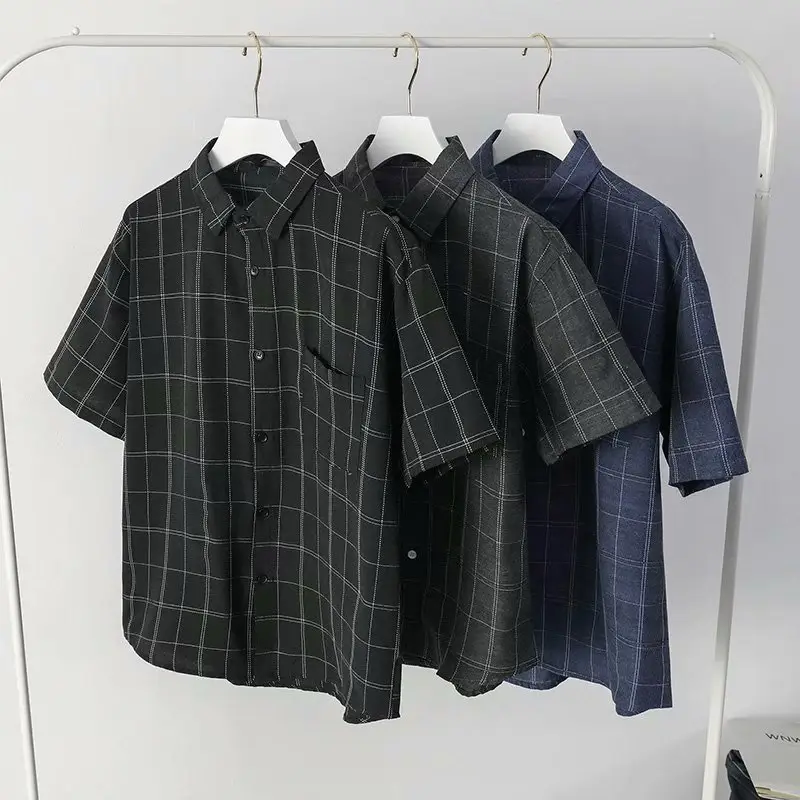 Men's Black Plaid Short Sleeve Shirt - Image 5