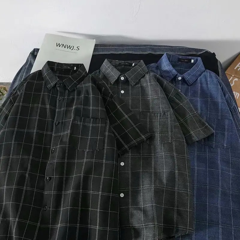 Men's Black Plaid Short Sleeve Shirt - Image 6