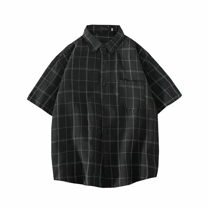 Men's Black Plaid Short Sleeve Shirt - Image 7