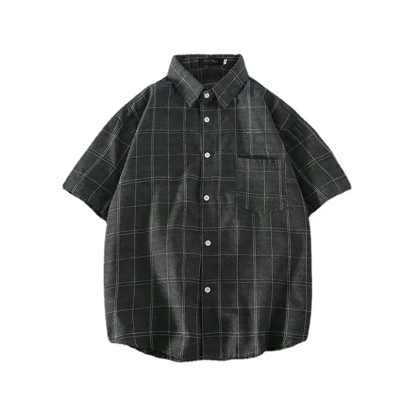 Men's Black Plaid Short Sleeve Shirt - Image 8