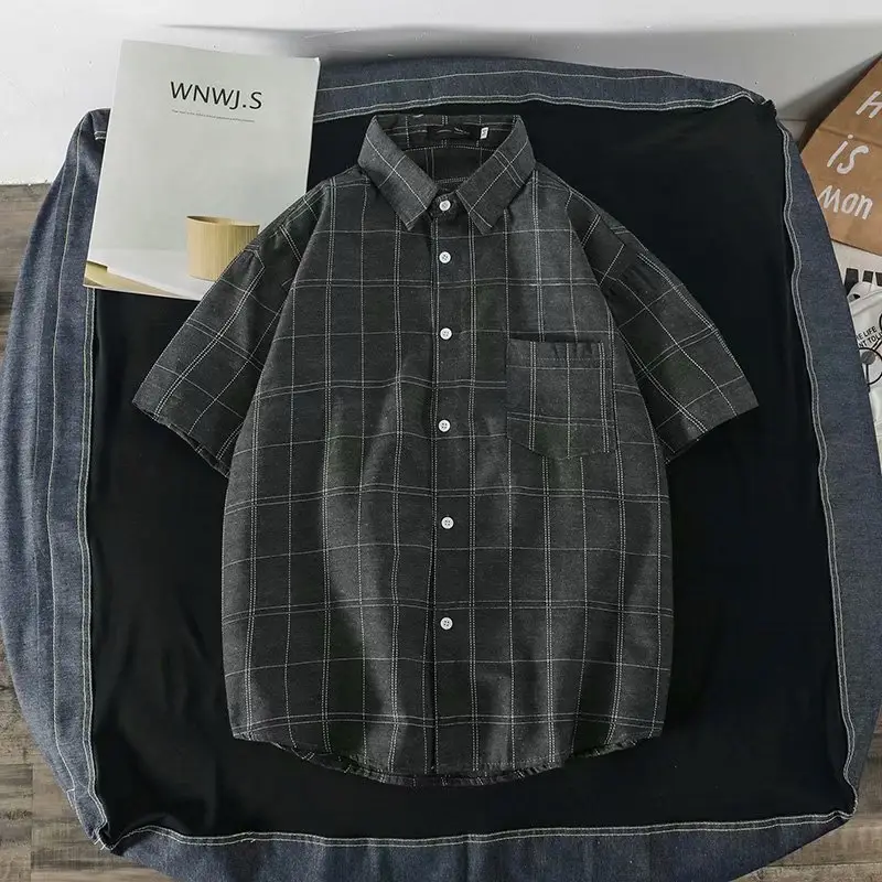 Men's Black Plaid Short Sleeve Shirt - Image 3