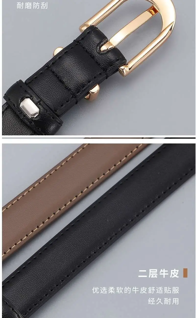 Women's Tan Pure Cowhide Belt with Pin Buckle — feature 5