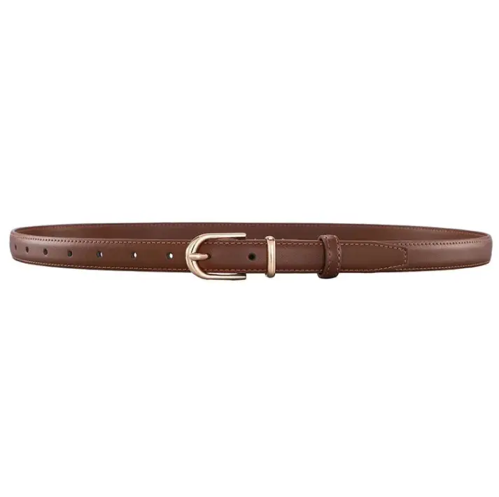 Women's Tan Pure Cowhide Belt with Pin Buckle - Image 2