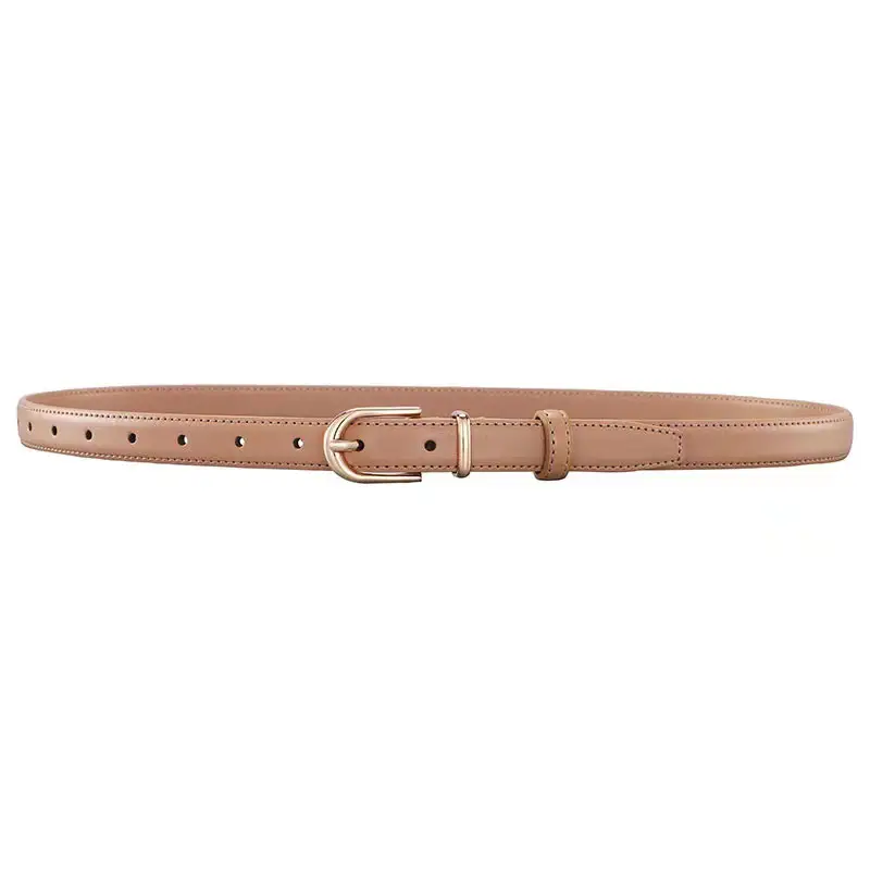 Women's Tan Pure Cowhide Belt with Pin Buckle - Image 4