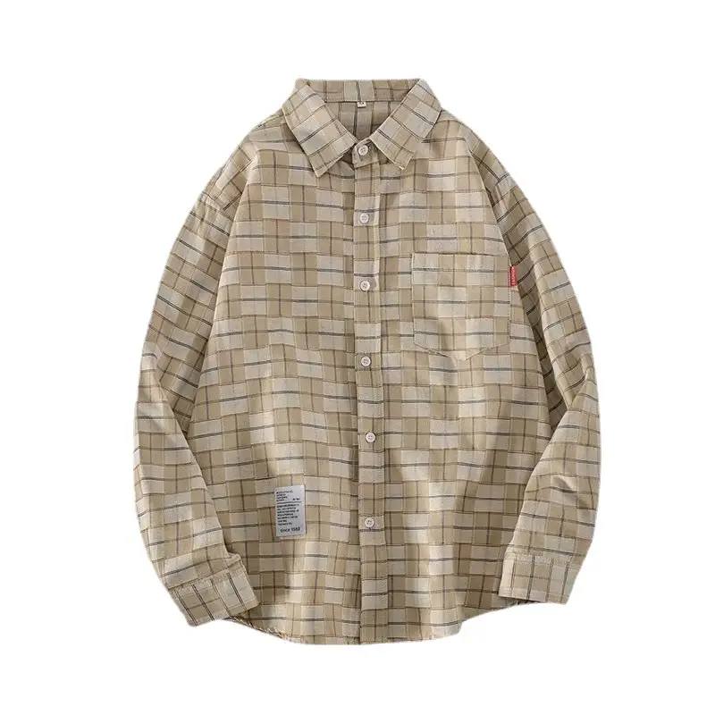 Men's Plaid Long Sleeve Shirt Black White - Image 19