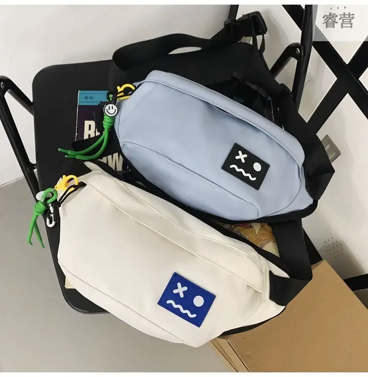 Men's Black Japanese Fashion Chest Bag with Tassel — feature 42
