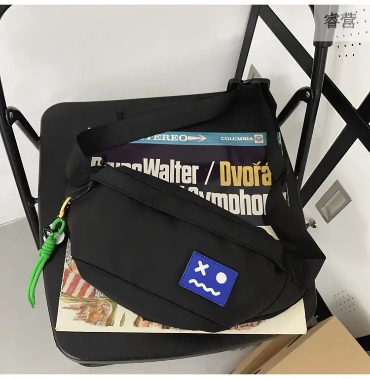 Men's Black Japanese Fashion Chest Bag with Tassel — feature 44
