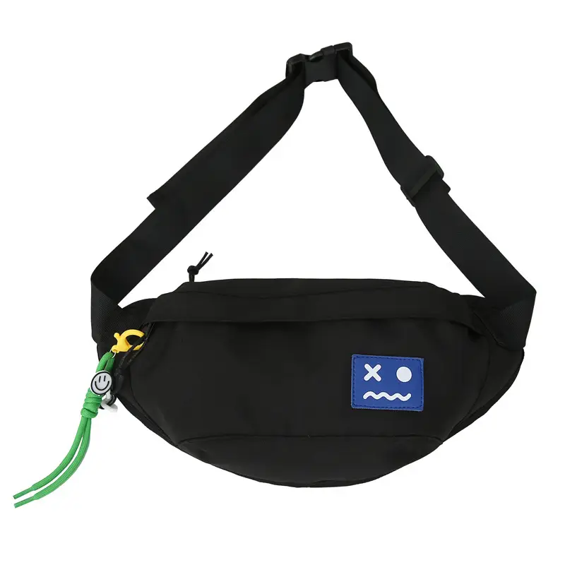 Men's Black Japanese Fashion Chest Bag with Tassel - Image 2