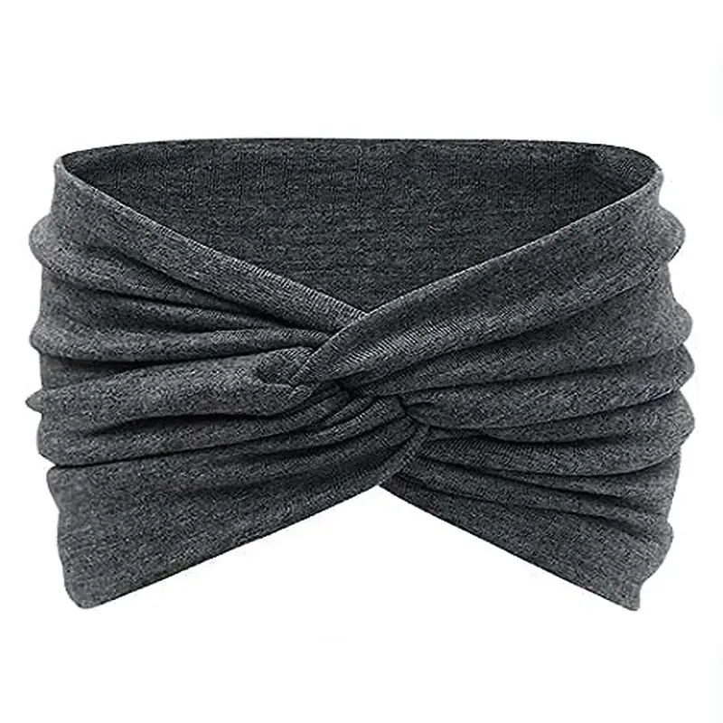 Women's Black White Striped Elastic Scarf with Cross Design