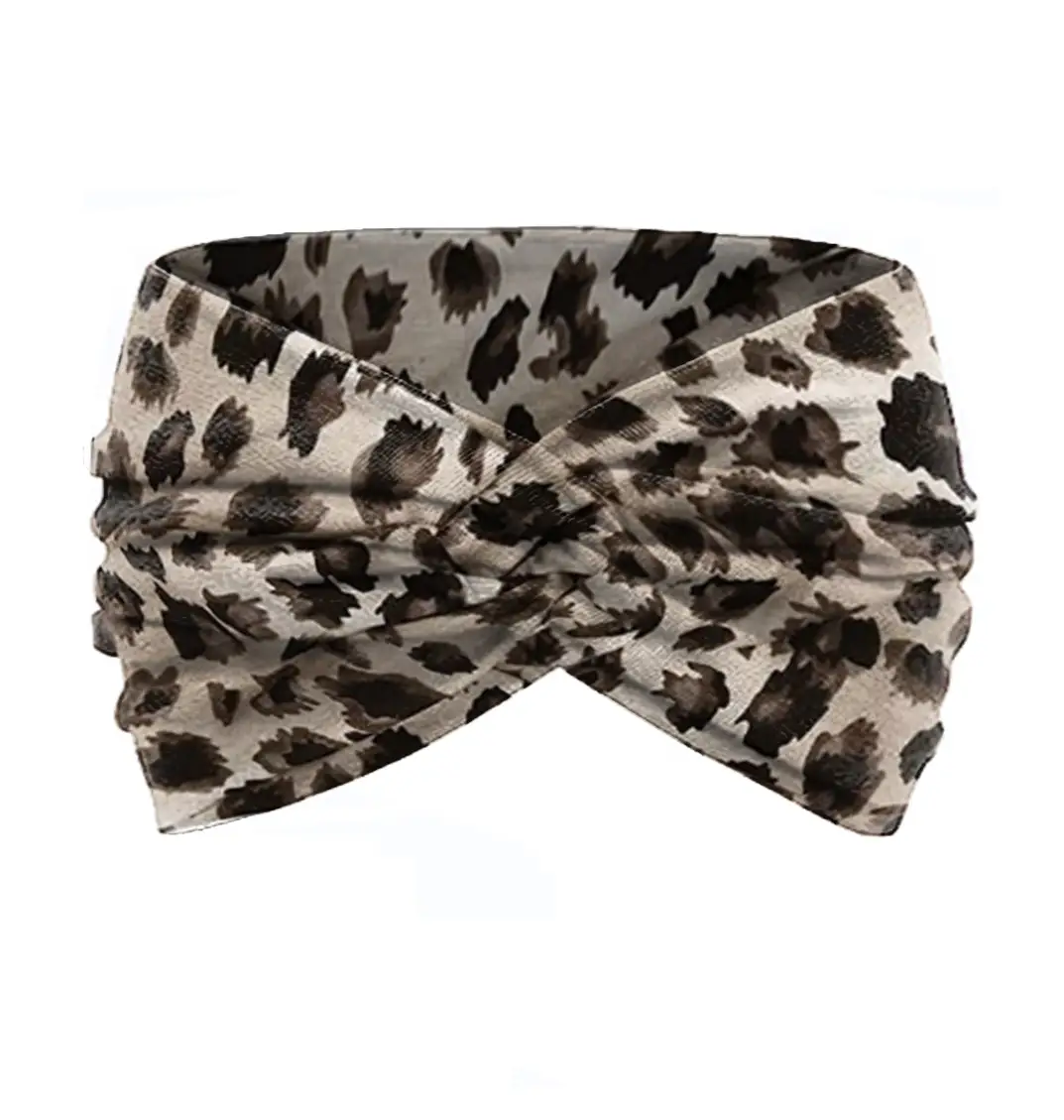 Women's Black White Striped Elastic Scarf with Cross Design