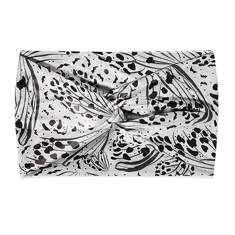 Women's Black White Striped Elastic Scarf with Cross Design
