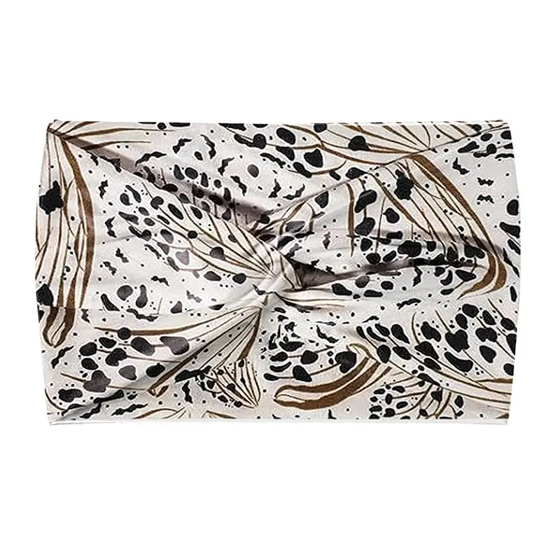 Women's Black White Striped Elastic Scarf with Cross Design