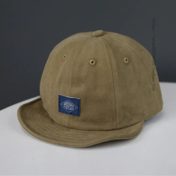 Japanese Style Patch Cap for Women Men Brown