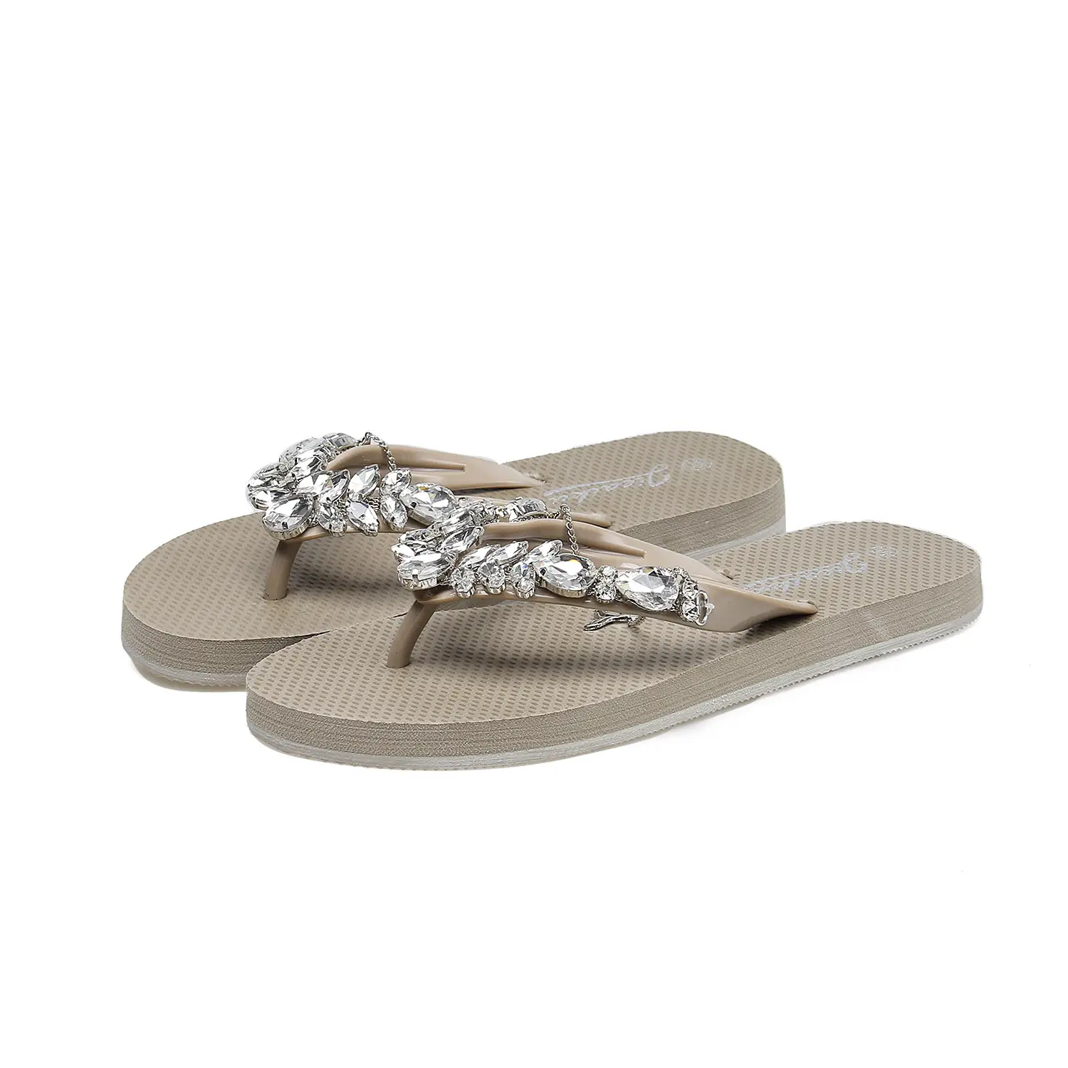 2023 Glass Rhinestone Flip Flops Korean Style Small