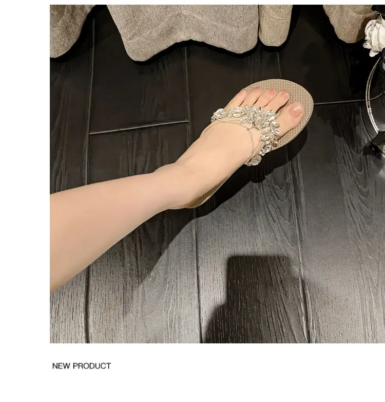 2023 Glass Rhinestone Flip Flops Korean Style Small — feature 10