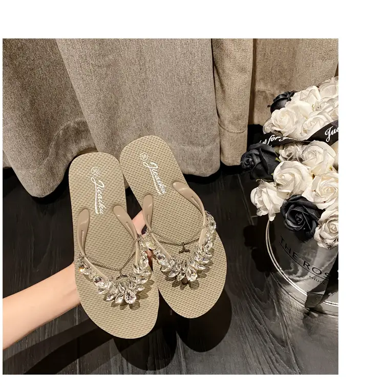 2023 Glass Rhinestone Flip Flops Korean Style Small — feature 12