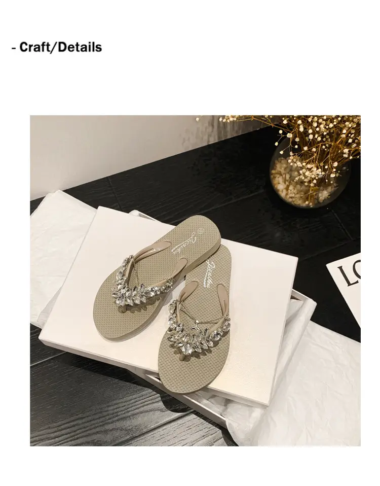 2023 Glass Rhinestone Flip Flops Korean Style Small — feature 13