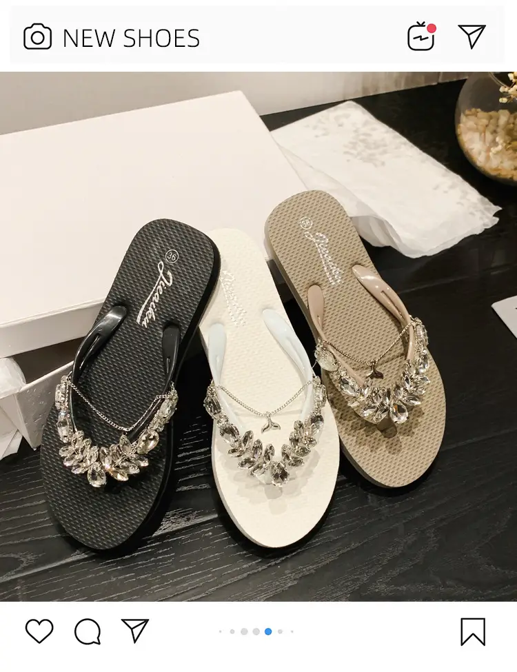 2023 Glass Rhinestone Flip Flops Korean Style Small — feature 2