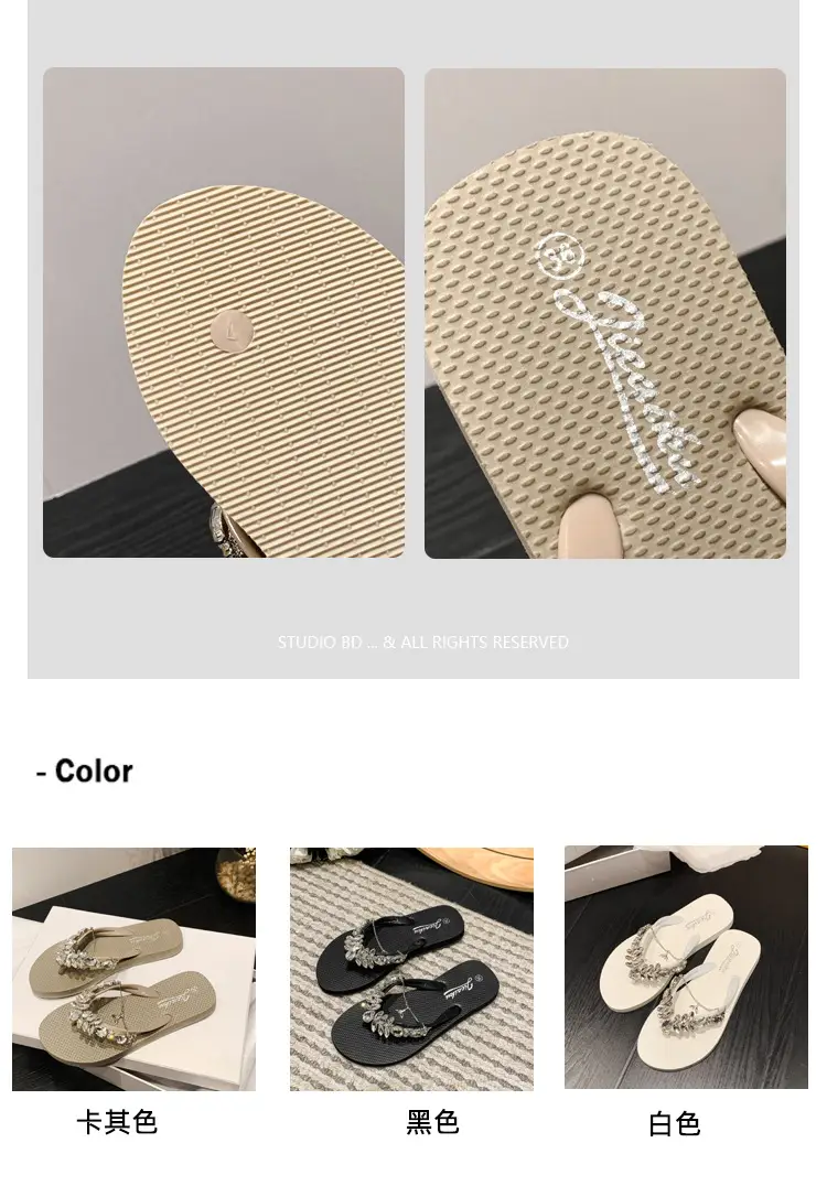 2023 Glass Rhinestone Flip Flops Korean Style Small — feature 5