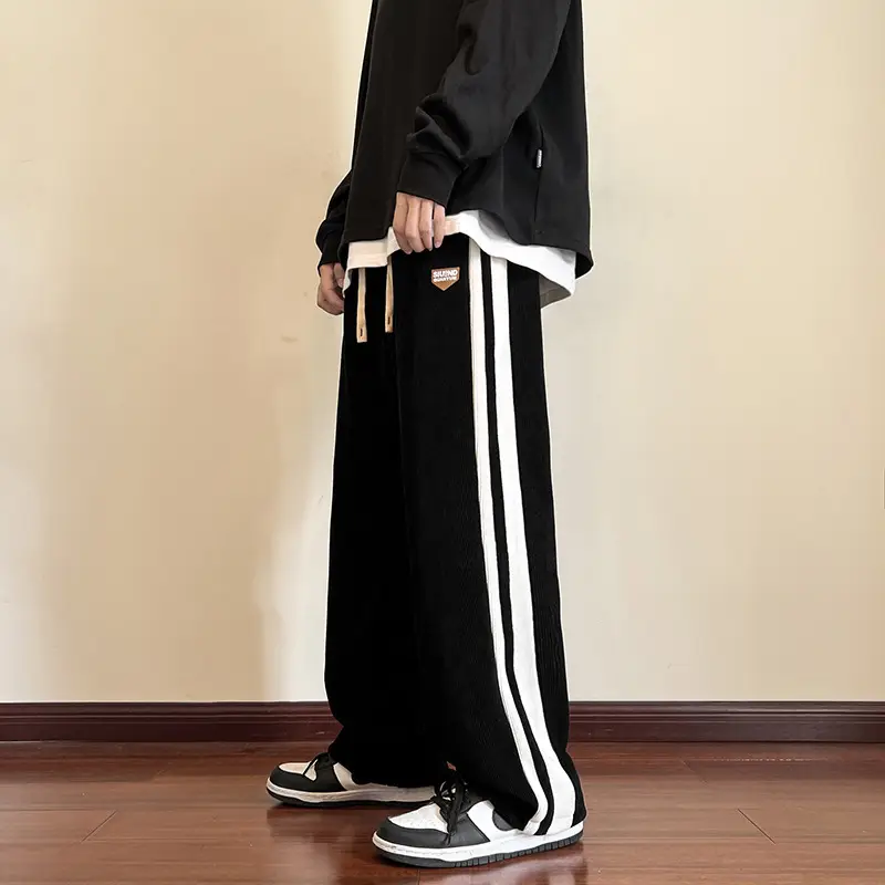 Men's Corduroy Waffle Pants Black White 2022 - Image 8