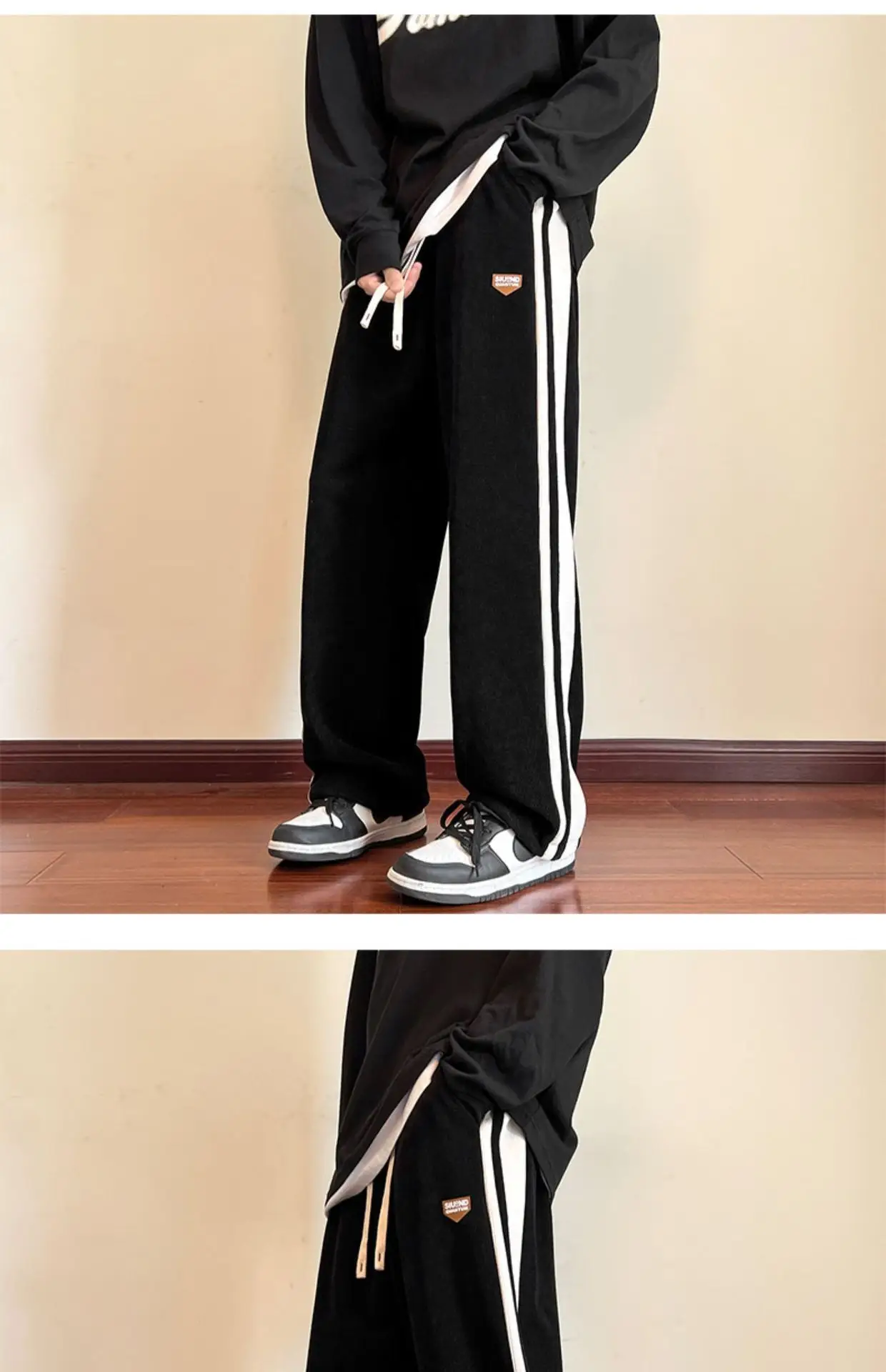 Men's Corduroy Waffle Pants Black White 2022 — feature 10