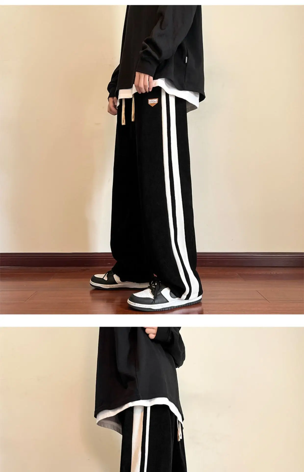 Men's Corduroy Waffle Pants Black White 2022 — feature 12