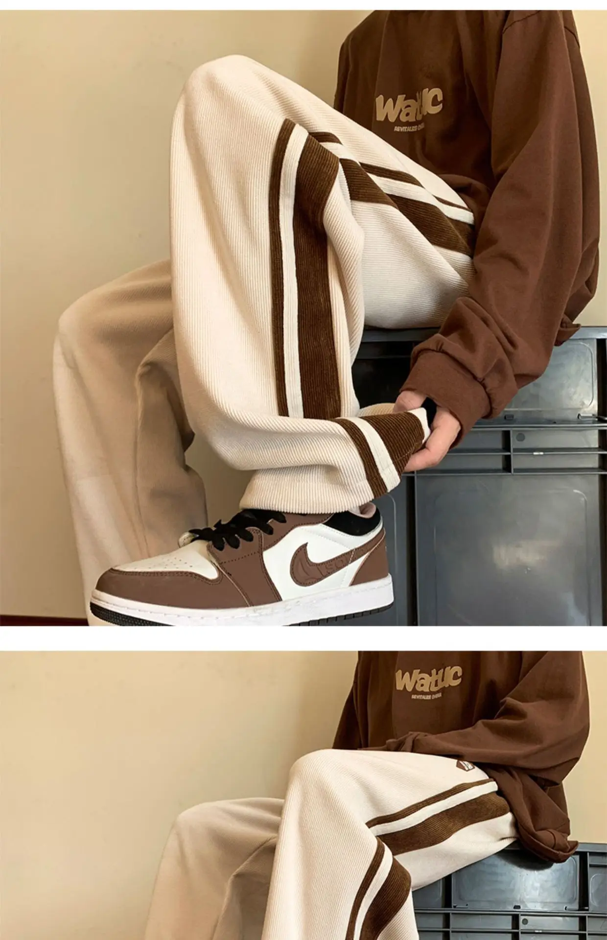 Men's Corduroy Waffle Pants Black White 2022 — feature 18
