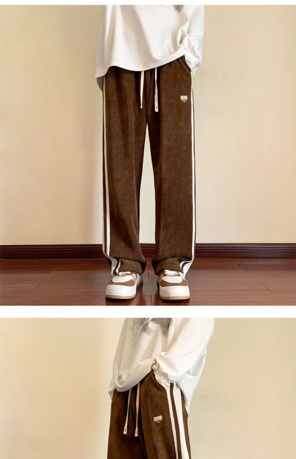 Men's Corduroy Waffle Pants Black White 2022 — feature 2