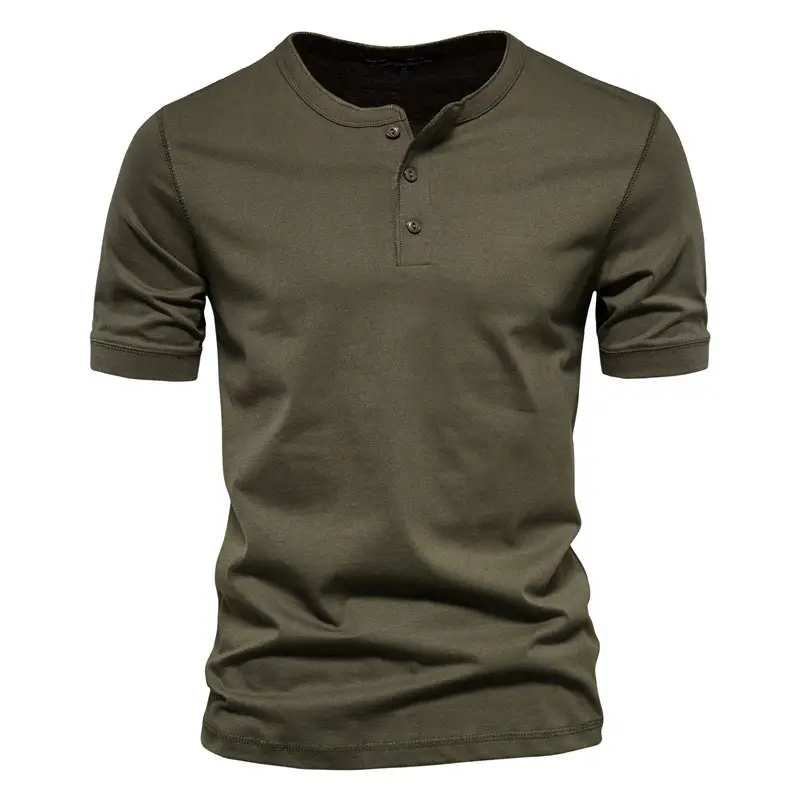 Men's Gray Slim Fit Button T-Shirt - Image 2