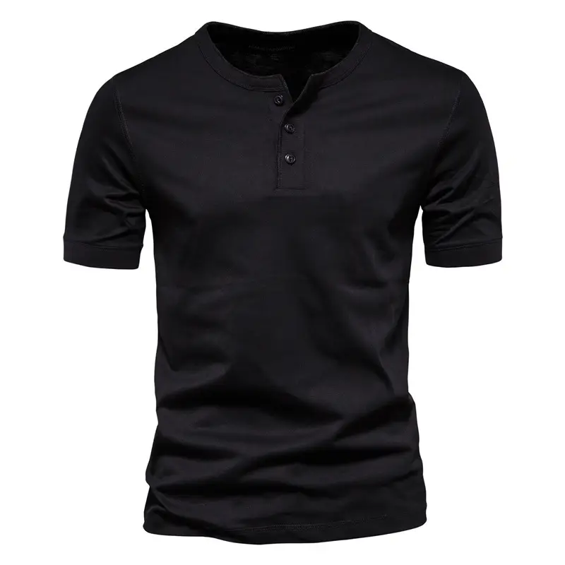 Men's Gray Slim Fit Button T-Shirt - Image 3