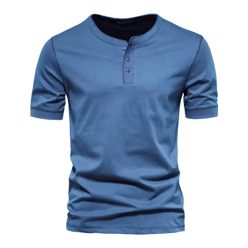 Men's Gray Slim Fit Button T-Shirt - Image 6