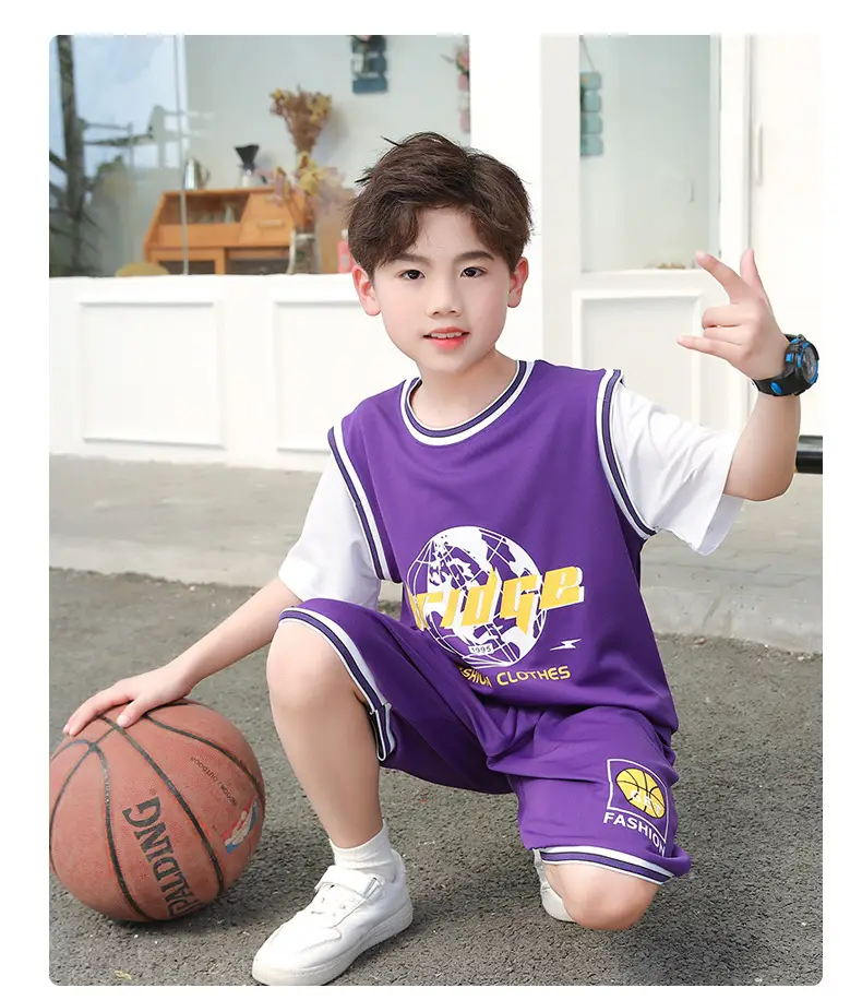 Boys' Yellow Basketball Shorts Set Medium Large — feature 10