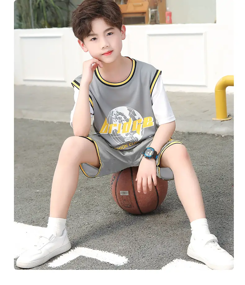 Boys' Yellow Basketball Shorts Set Medium Large — feature 16