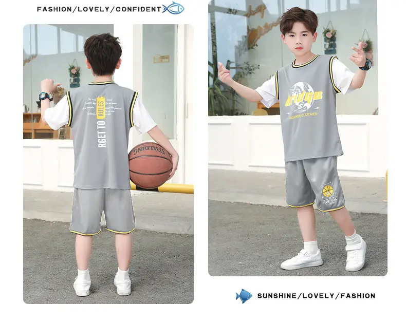 Boys' Yellow Basketball Shorts Set Medium Large — feature 17