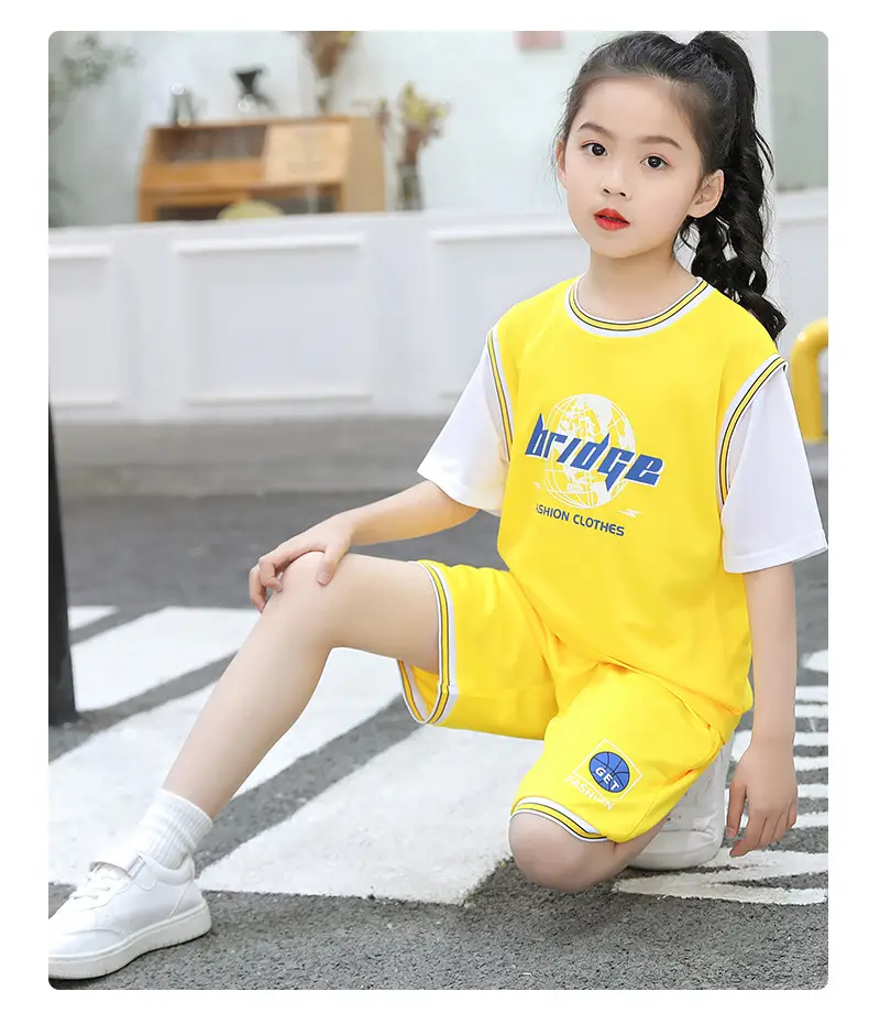 Boys' Yellow Basketball Shorts Set Medium Large — feature 20