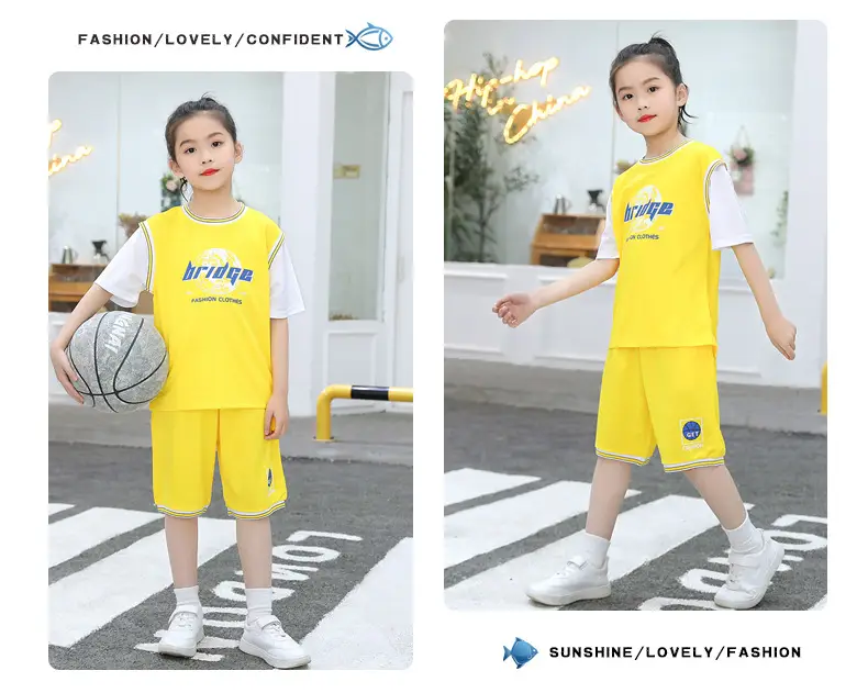 Boys' Yellow Basketball Shorts Set Medium Large — feature 21