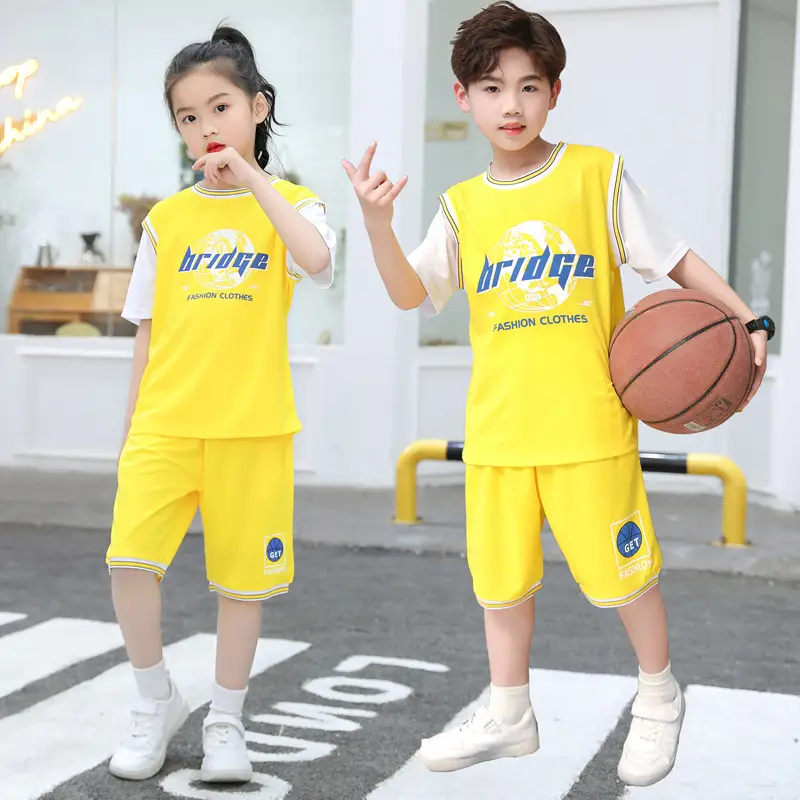 Boys' Yellow Basketball Shorts Set Medium Large - Image 3