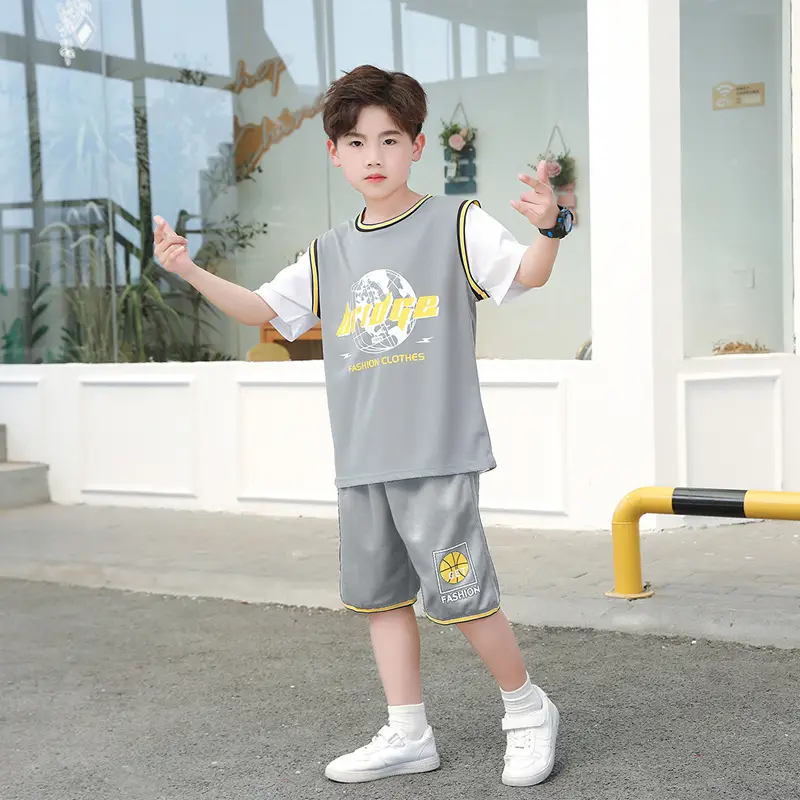 Boys' Yellow Basketball Shorts Set Medium Large - Image 4