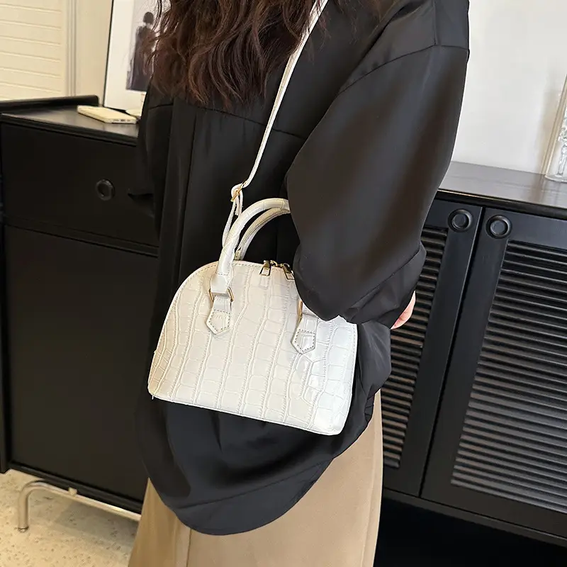 Red Croc Texture Shoulder Crossbody Bag for Women