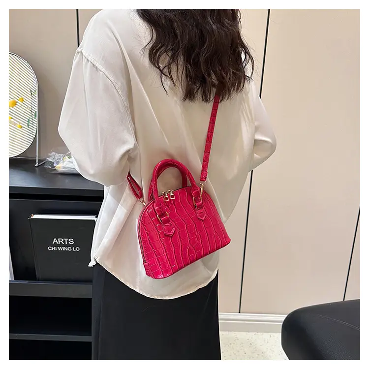 Red Croc Texture Shoulder Crossbody Bag for Women — feature 13