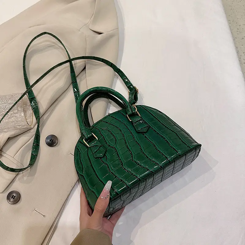 Red Croc Texture Shoulder Crossbody Bag for Women