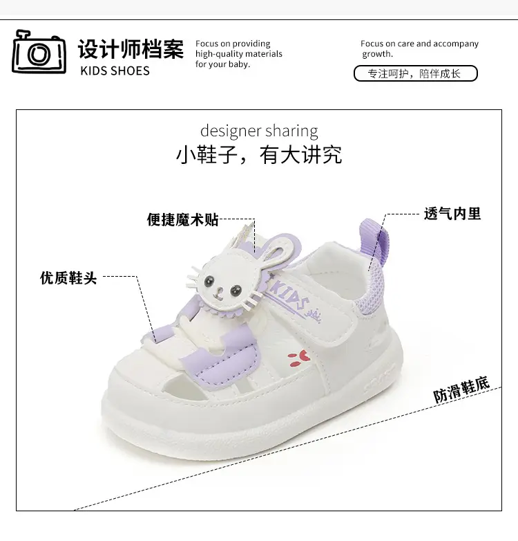 Princess Baby Sandals for Girls 1-2 Years Soft Bottom Closed Toe — feature 2